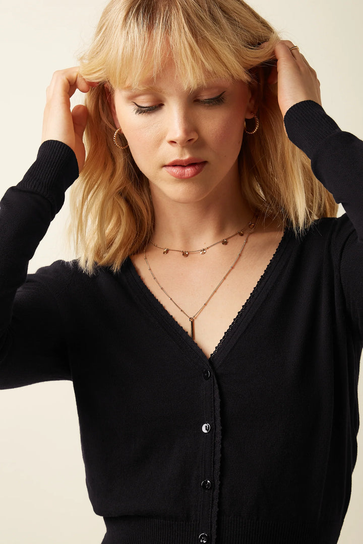 King Louie Cardi V Cocoon Cardigan Sort - Retropiken