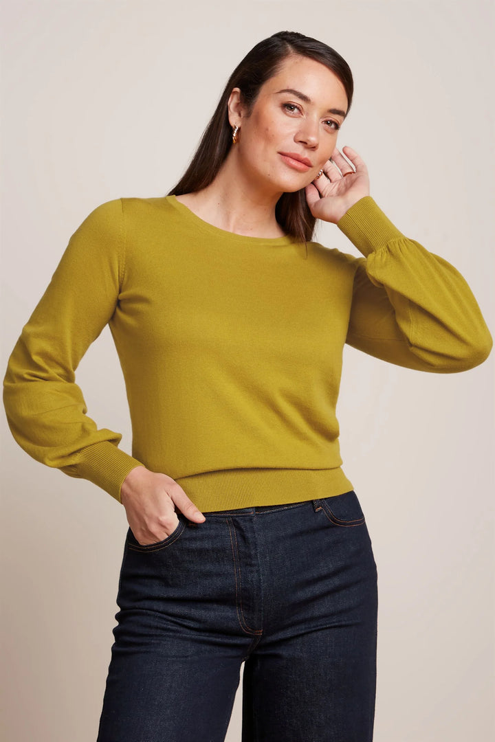 King Louie Bell Sleeve Top Club Curry Yellow - Retropiken