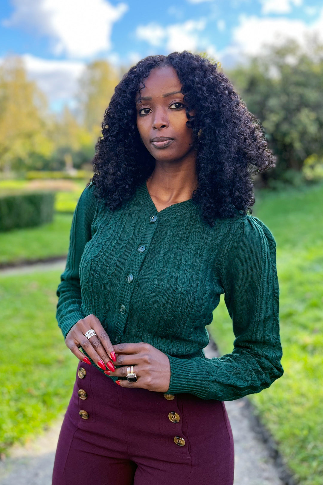 Emmy Design The Ice Skater Cardigan flaskegrønn - Retropiken