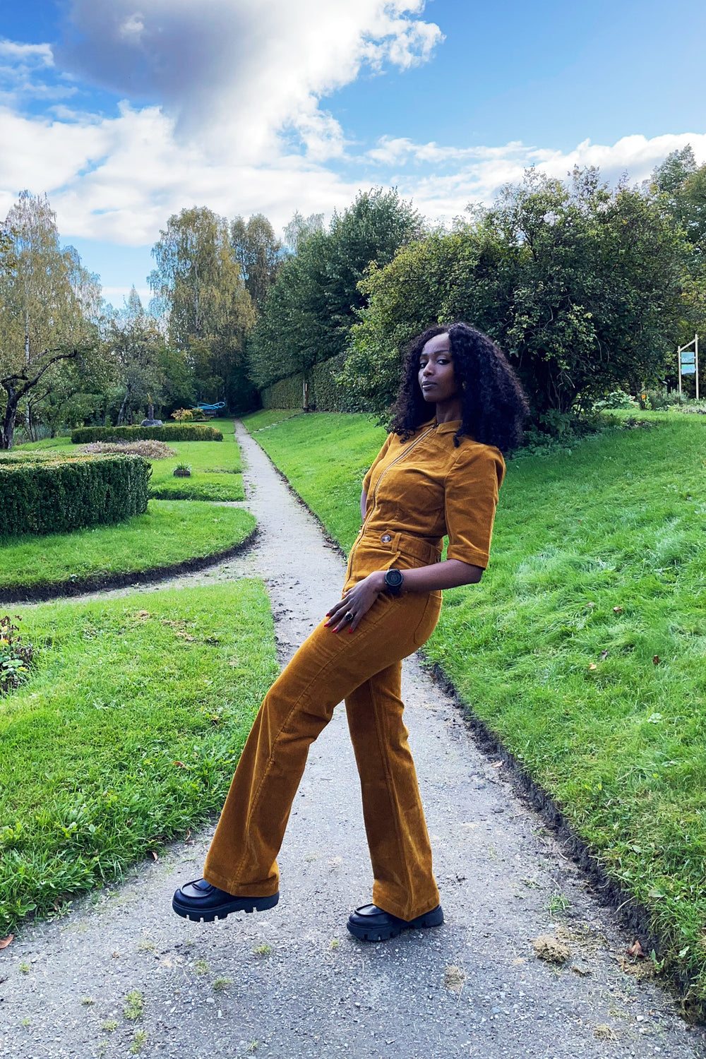 King Louie Garbo Zip Kordfløyel Buksedress - Retropiken