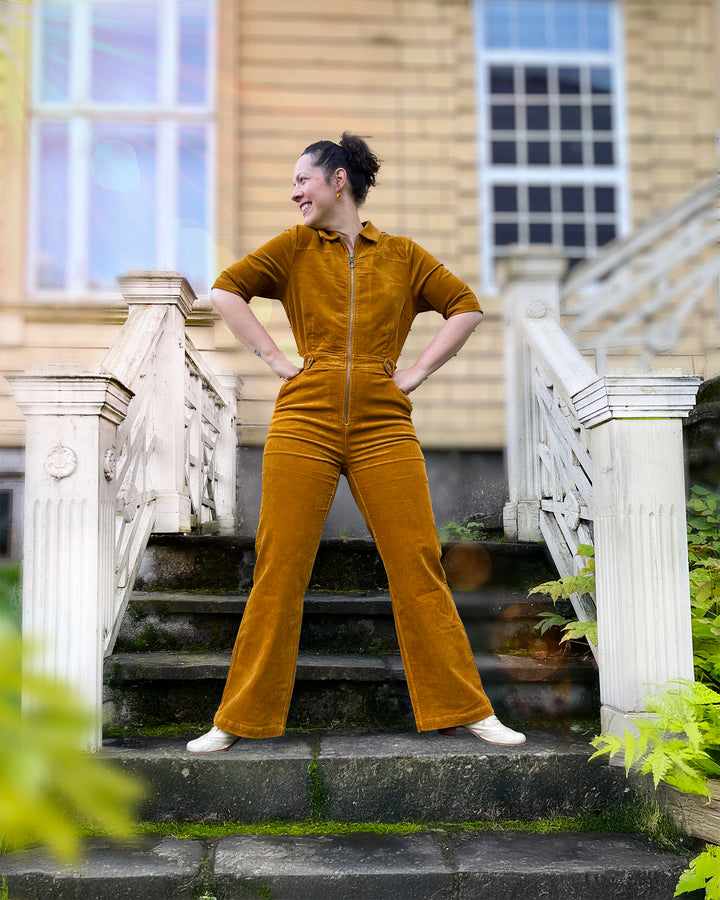 King Louie Garbo Zip Kordfløyel Buksedress - Retropiken