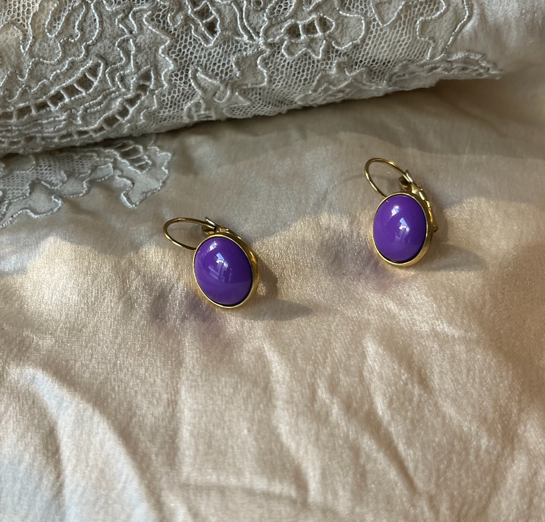 Dots øredobber Solid Lilac - Retropiken