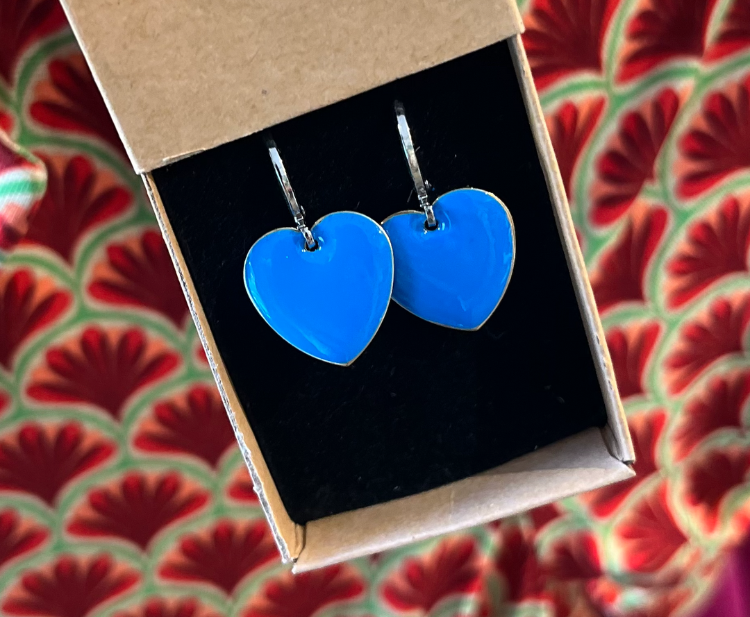 Urban Hippies Øredobber Blue Heart SP - Retropiken