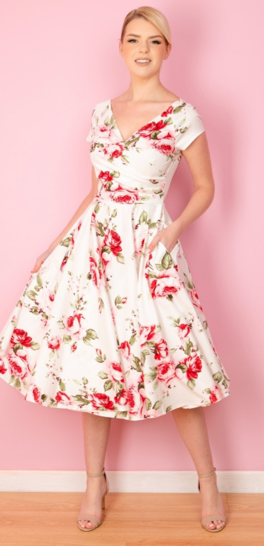 The Pretty Dress Hourglass Chartwell Swing Ivory - Retropiken