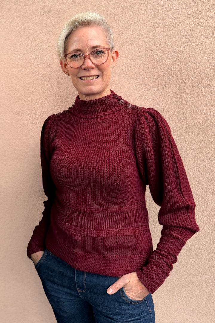 The Edwardian Cycling Genser Maroon Mélange Ull