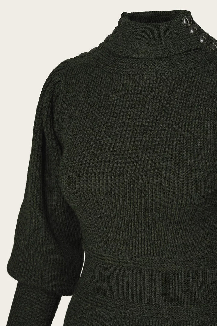 Emmy Design The Edwardian Cycling Genser Pine Green Mélange Ull - Retropiken