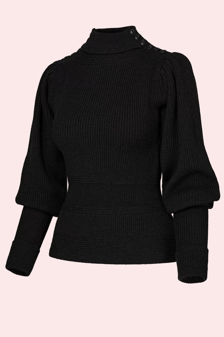 Emmy Design The Edwardian Cycling Genser - sort ull - Retropiken