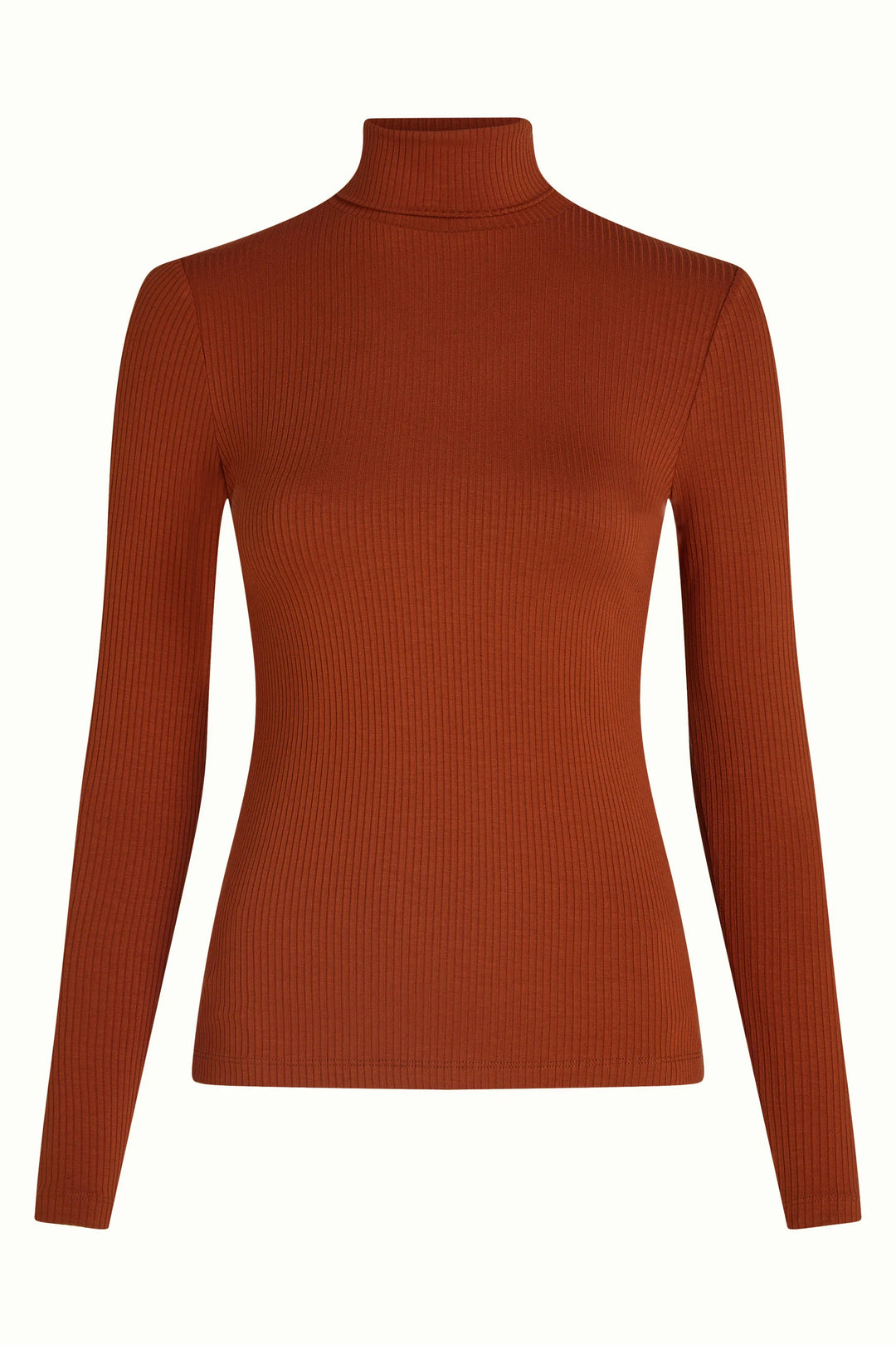 Rollneck Uni Rib Genser Spicy Brown