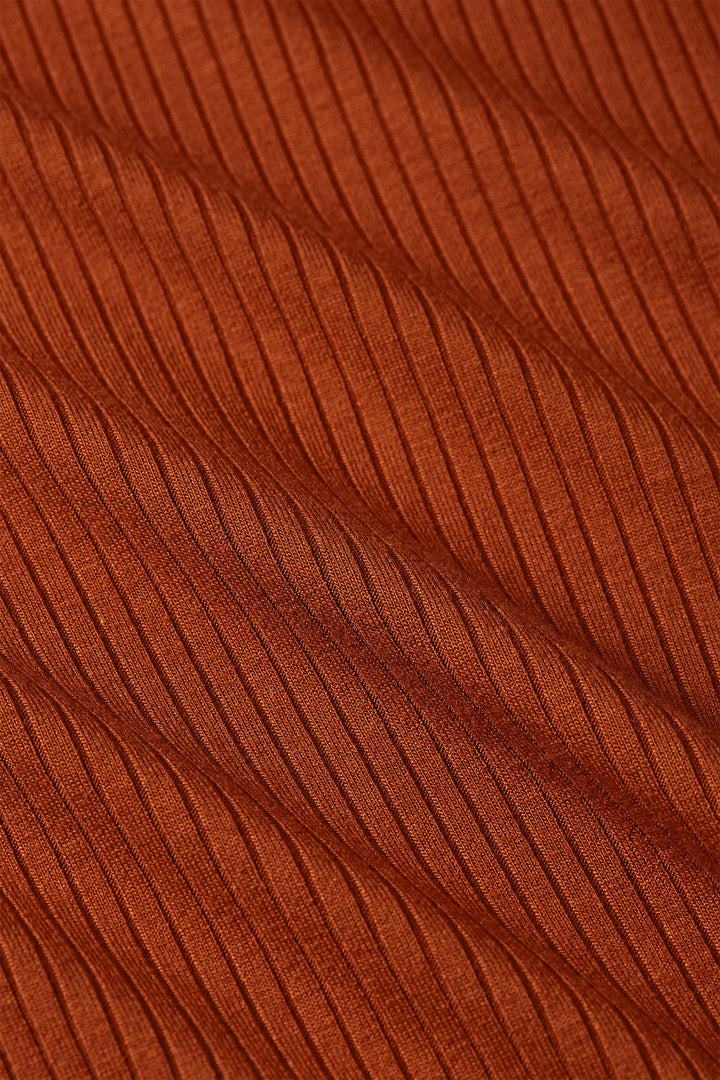 Rollneck Uni Rib Genser Spicy Brown