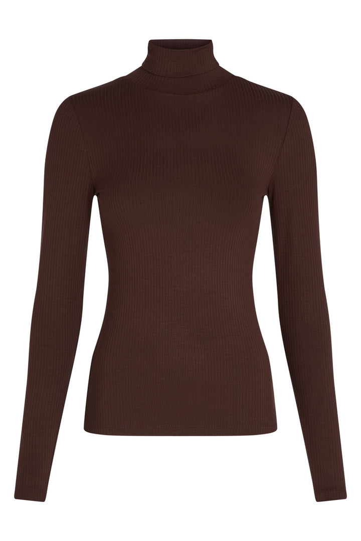 Rollneck Uni Rib Genser Chocolate