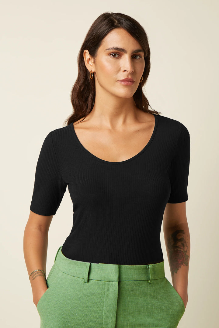 King Louie Carice Uni Rib Topp Sort - Retropiken