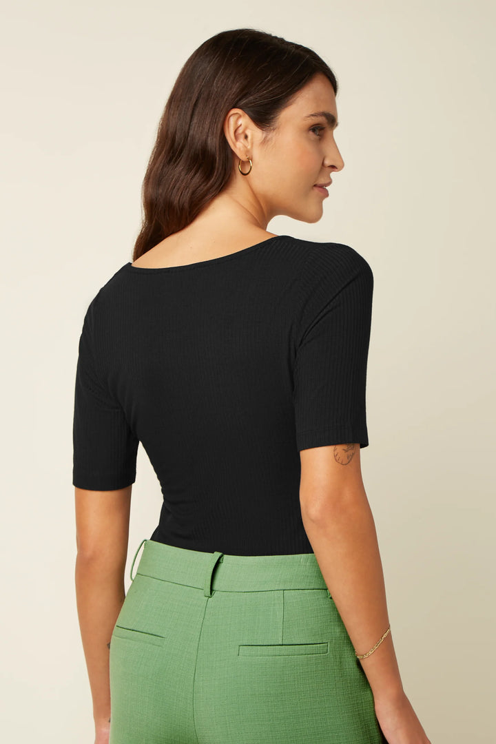 King Louie Carice Uni Rib Topp Sort - Retropiken