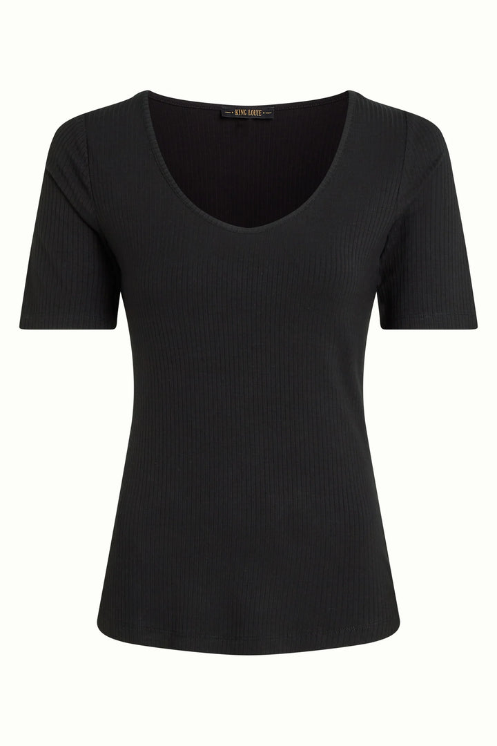 King Louie Carice Uni Rib Topp Sort - Retropiken