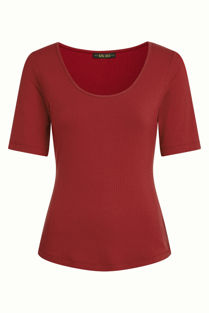 King Louie Carice Uni Rib Topp Chilli Rød - Retropiken