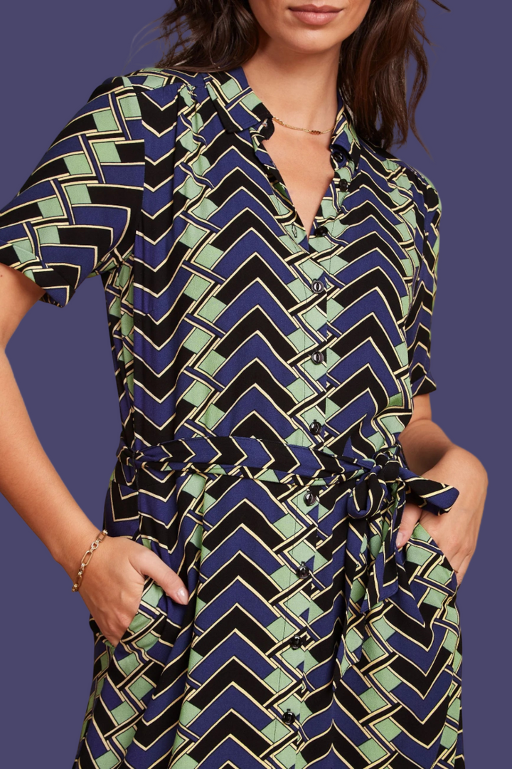 King Louie Olive Caen Midi Kjole - Retropiken