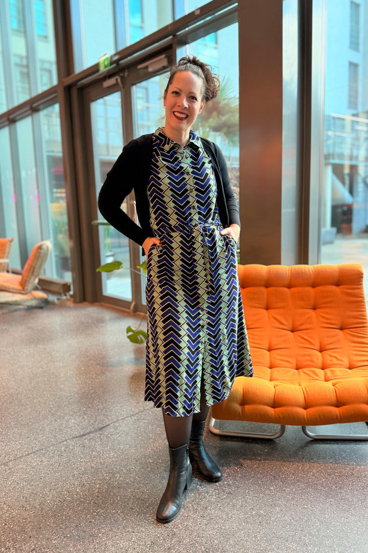 King Louie Olive Caen Midi Kjole - Retropiken