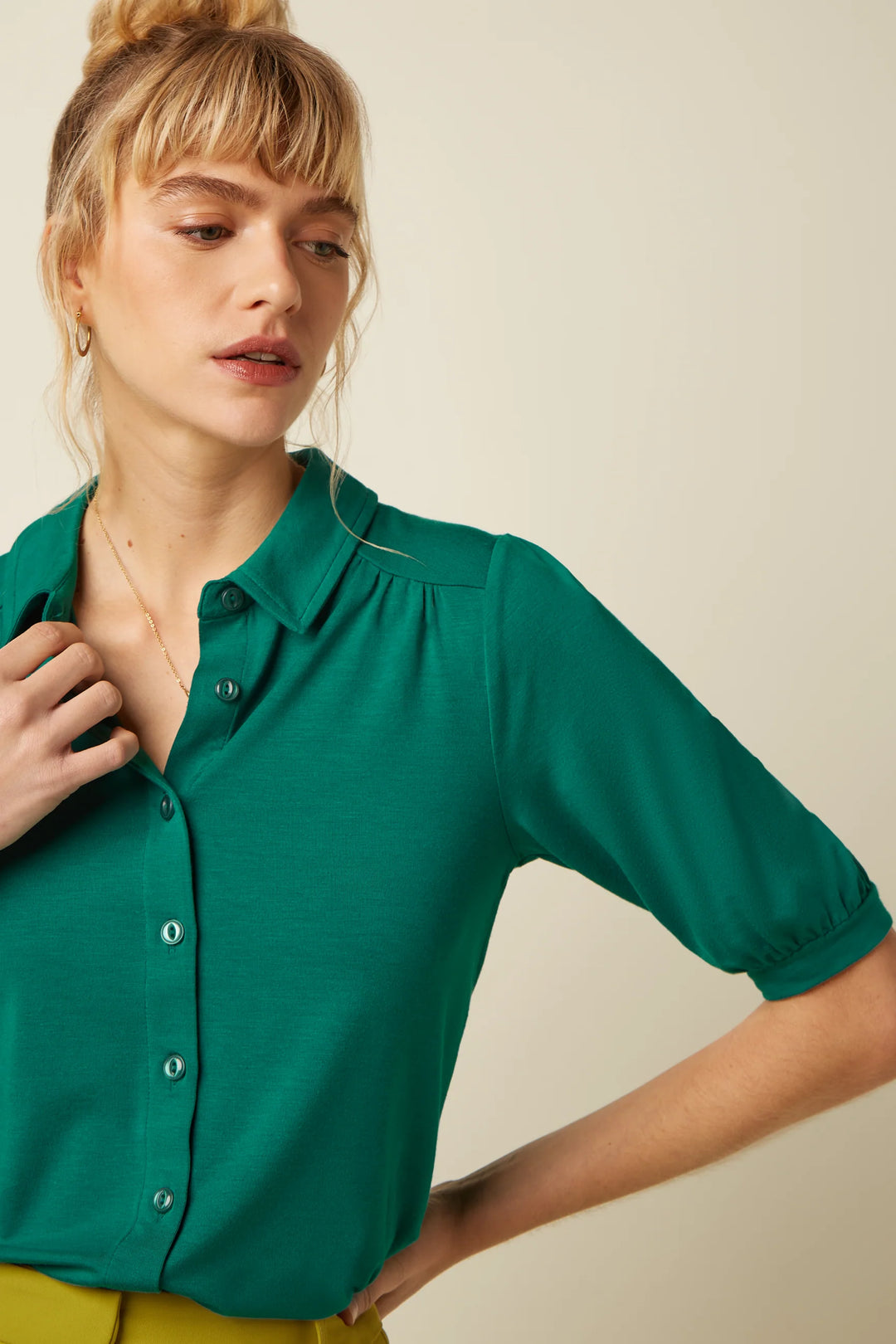 King Louie Carina Tulum Bluse Ponderosa Green - Retropiken