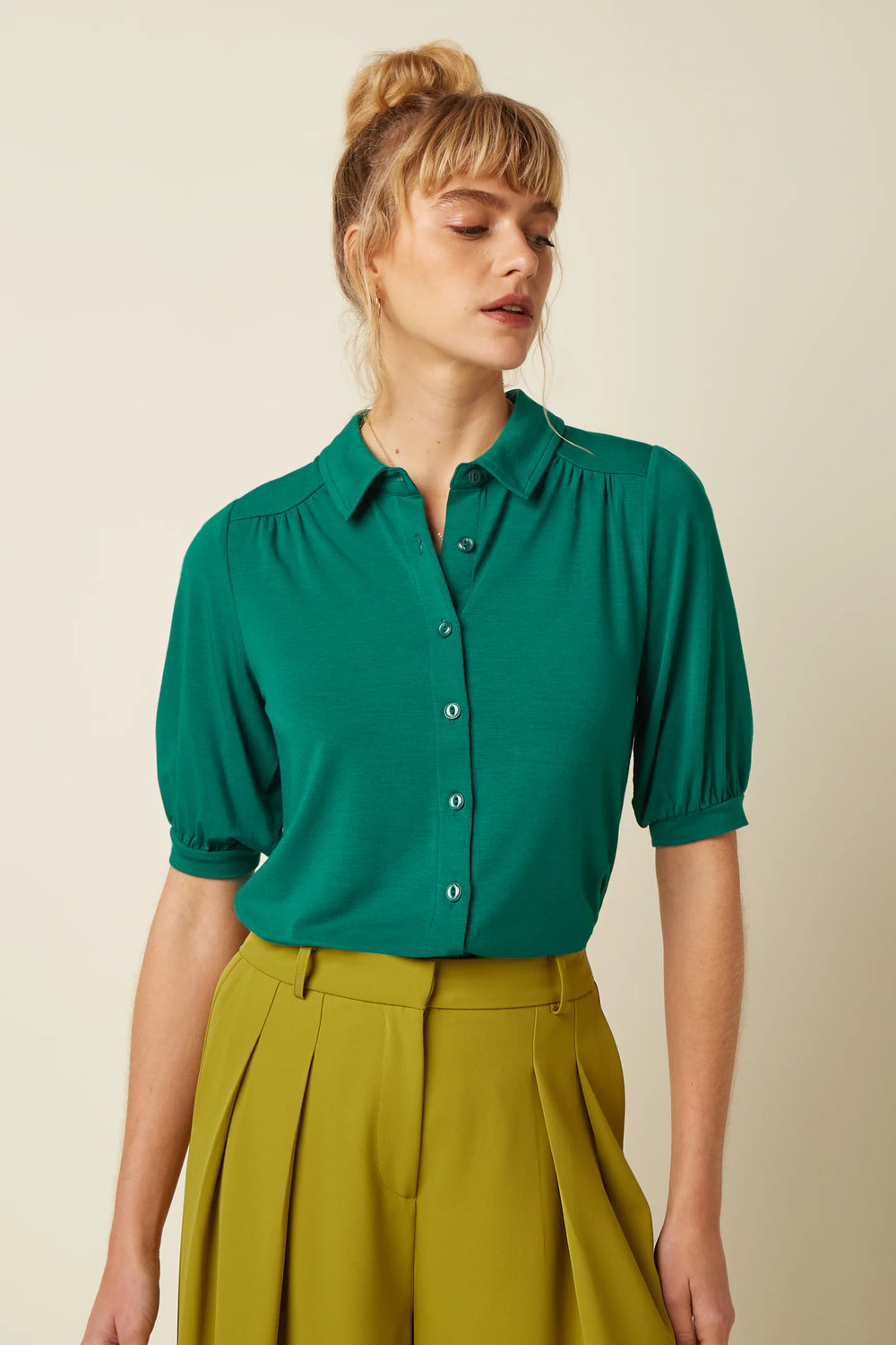 King Louie Carina Tulum Bluse Ponderosa Green - Retropiken