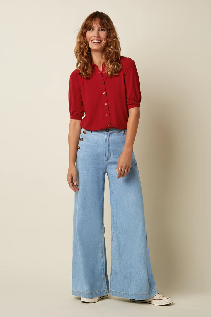 King Louie Carina Tulum Bluse Chili Rød - Retropiken