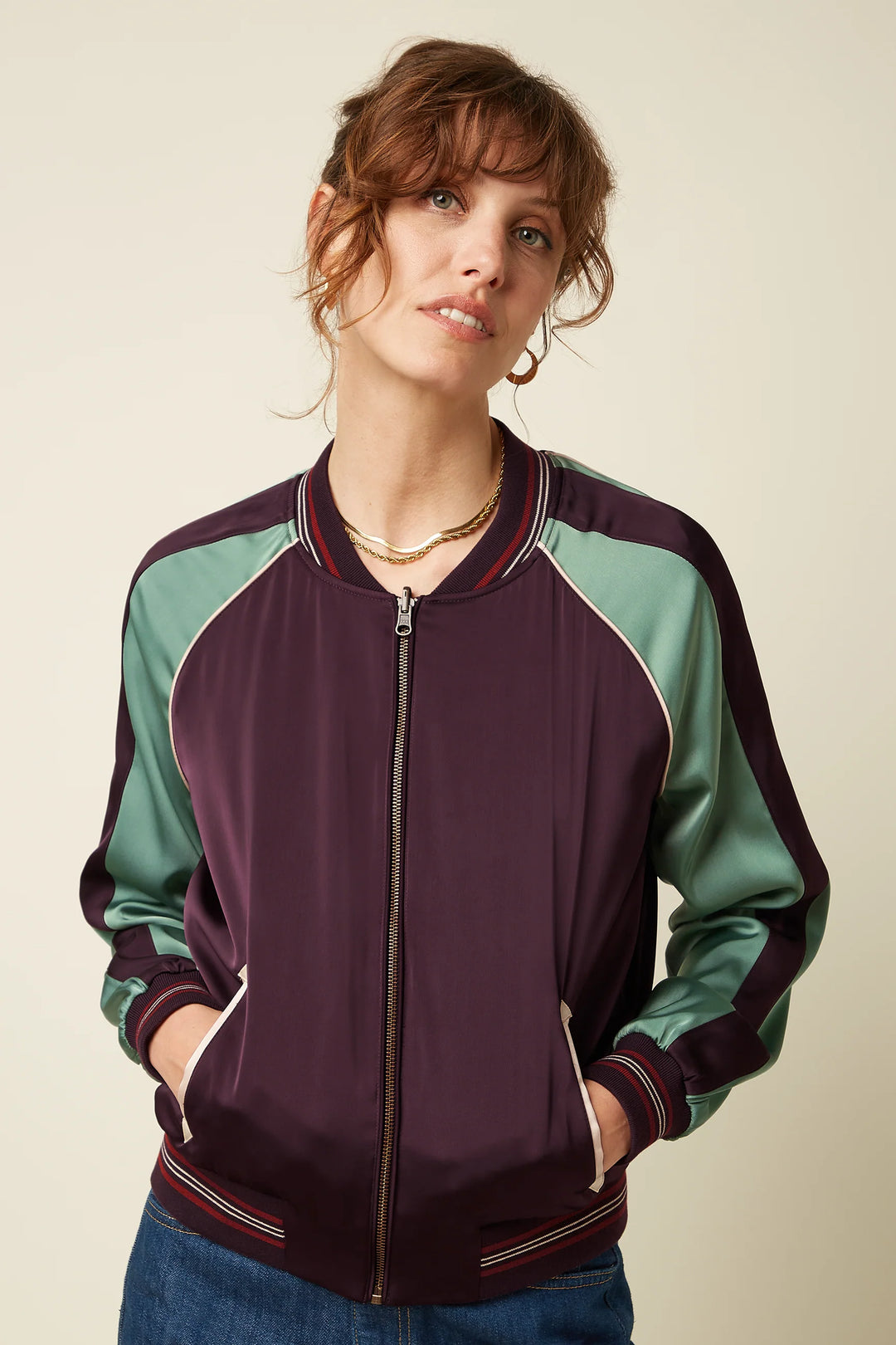 Dusk Satin Bomber Jacket