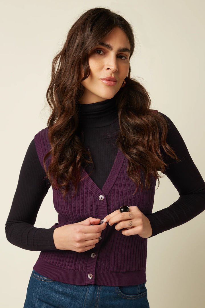 Button V Match Knit Spencer