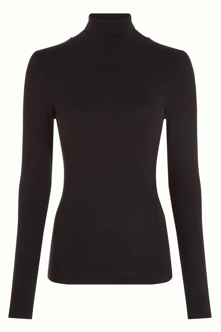 King Louie Rollneck Top Uni Rib Black