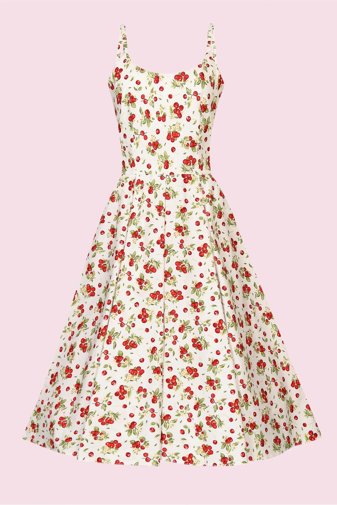 Priscilla Cherry Print Cotton Kjole
