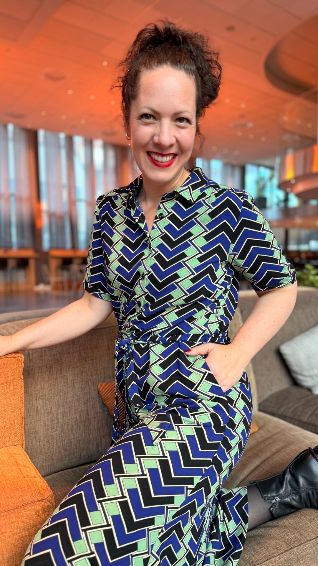 King Louie Olive Caen Midi Kjole - Retropiken