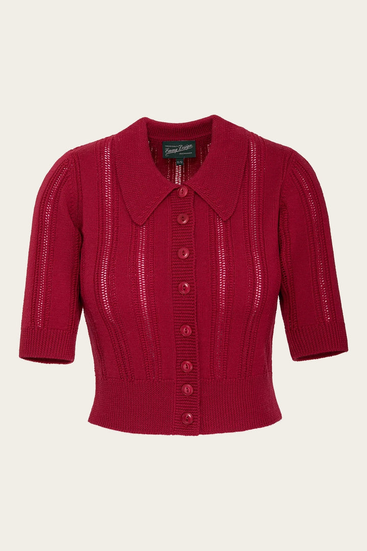 Emmy Design The Non Contrast Cardigan Lipstick Red - Retropiken