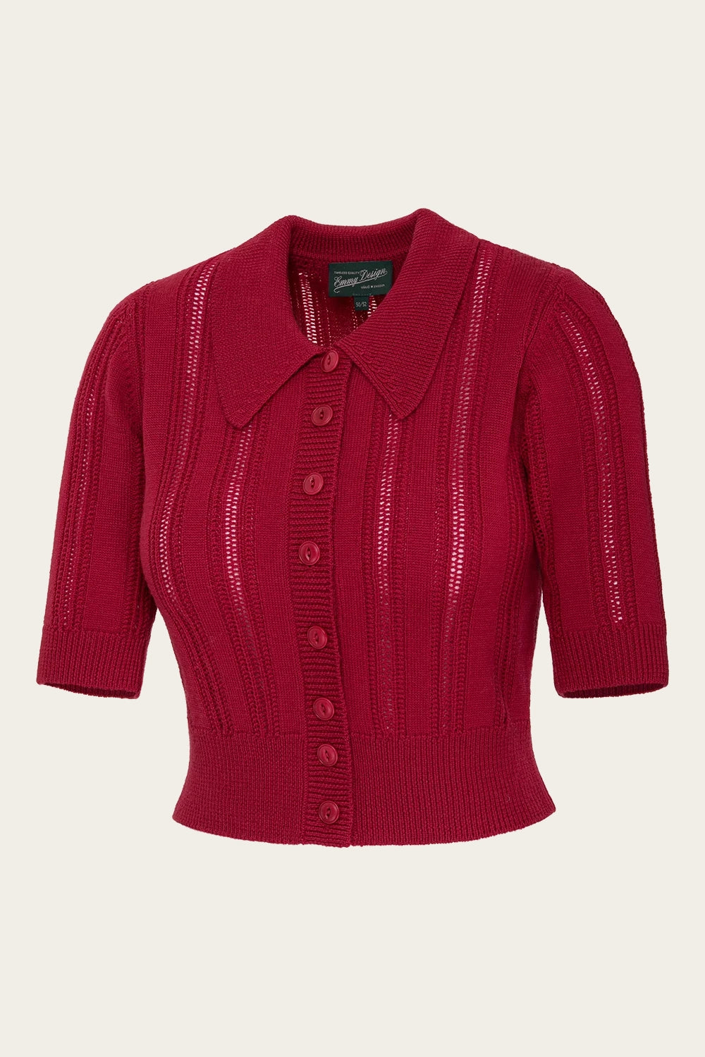 Emmy Design The Non Contrast Cardigan Lipstick Red - Retropiken