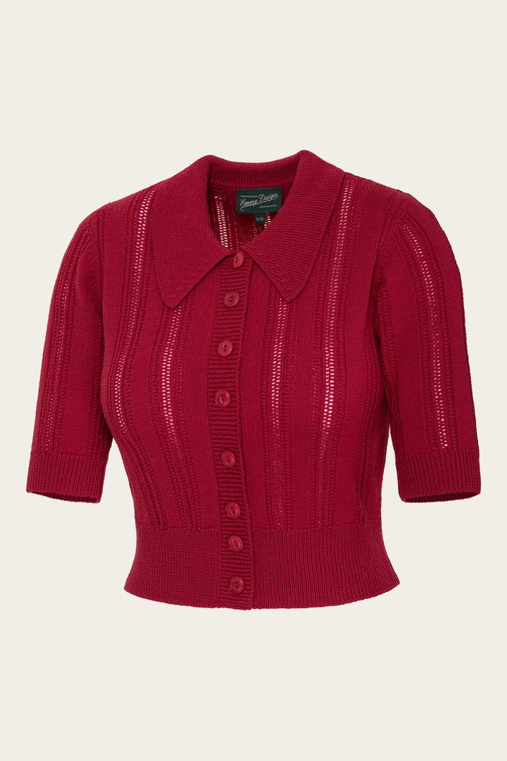 Emmy Design The Non Contrast Cardigan Lipstick Red - Retropiken