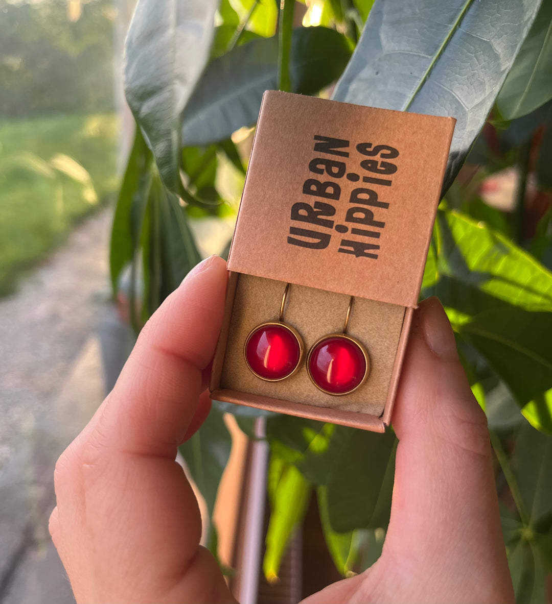 Urban Hippies Dots Chili Red Øredobber - Retropiken