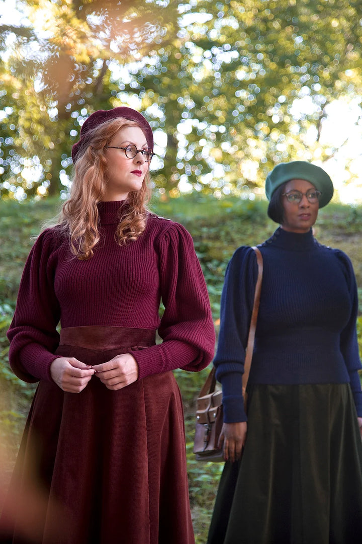 Emmy Design The Edwardian Cycling Genser Maroon Mélange Ull - Retropiken