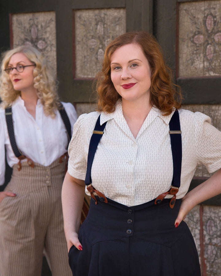 Emmy Design The Miss Fancypants Slacks Taupe Pinstripe