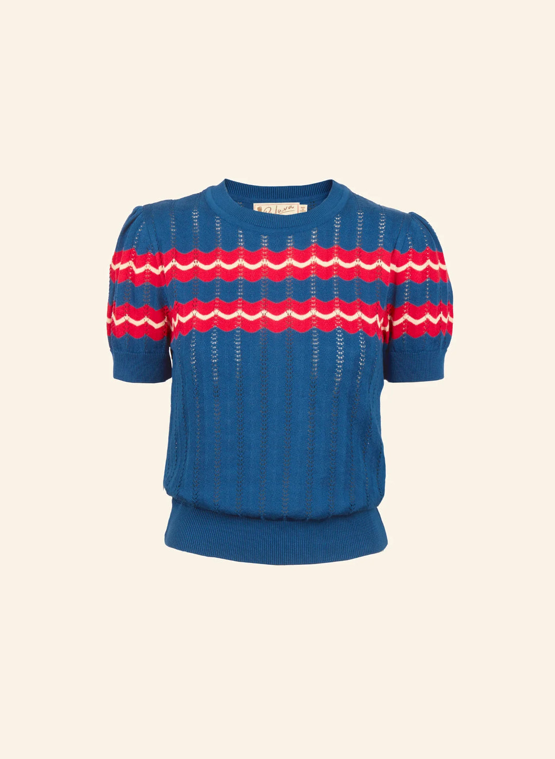 Palava Eve Strikket Topp Blå/Rød - Retropiken