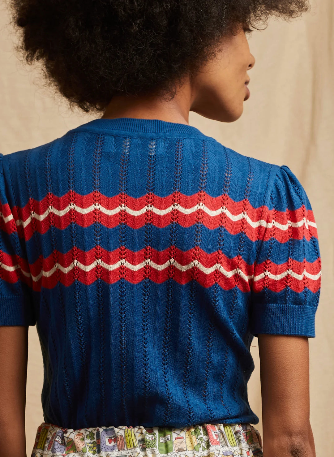 Palava Eve Strikket Topp Blå/Rød - Retropiken
