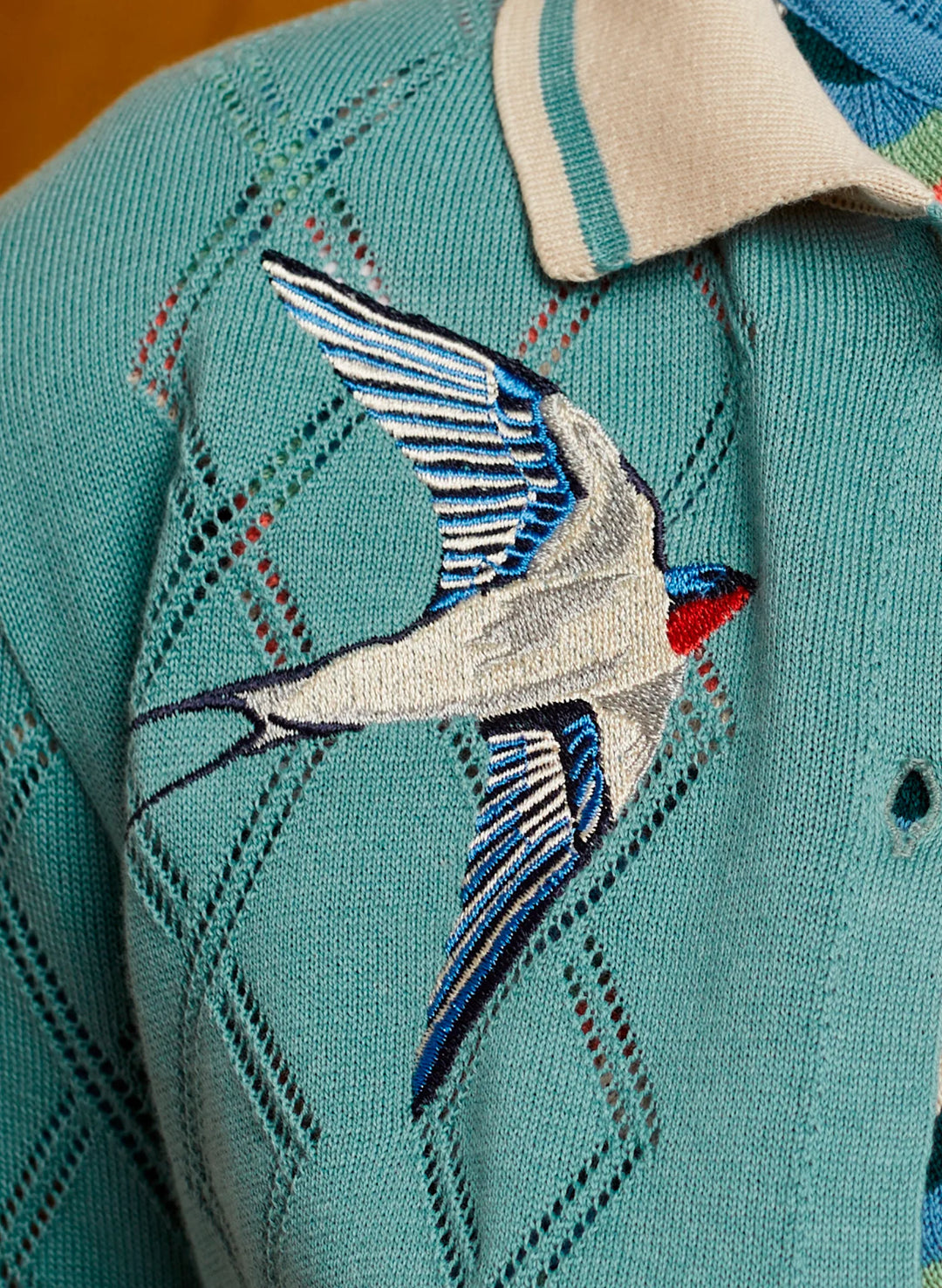 Fern Cardigan – Mineral Blue Swallows