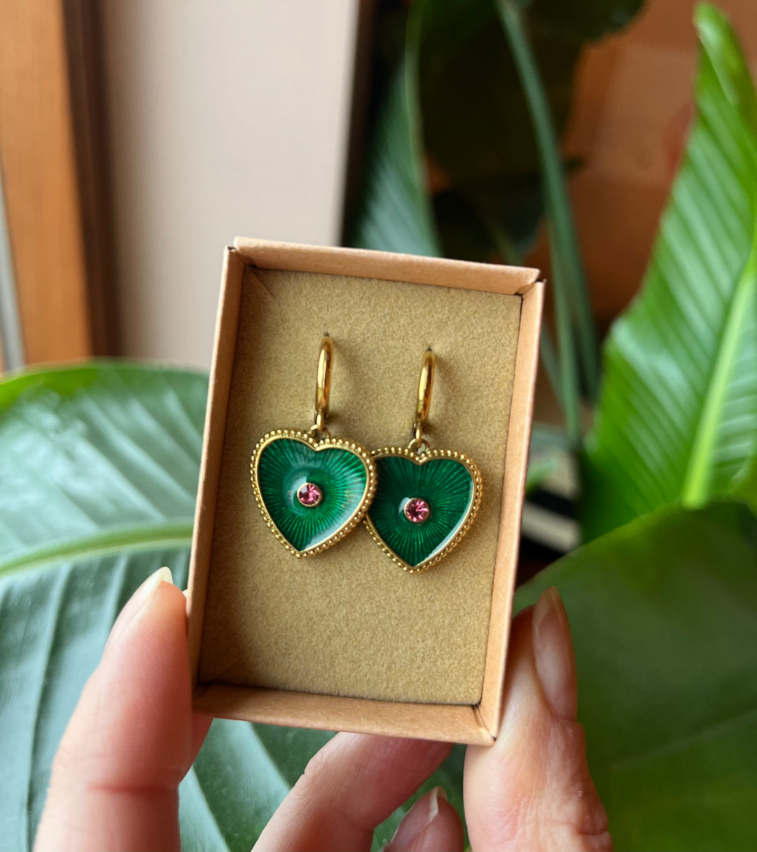 Je m'aime øredobber Smaragdgrønn