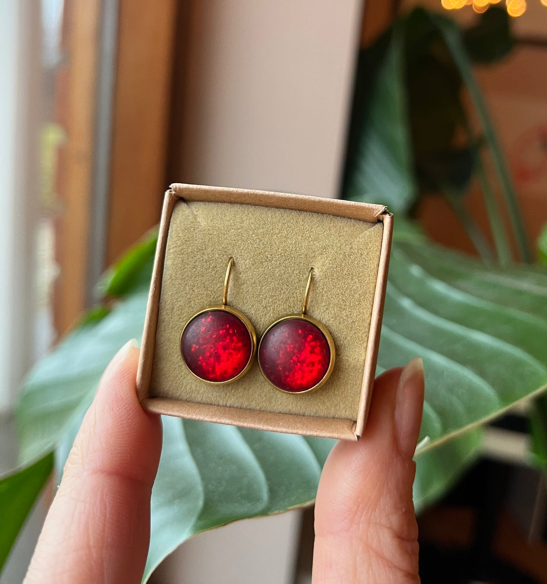 Dots Chili Red Glimmer Øredobber