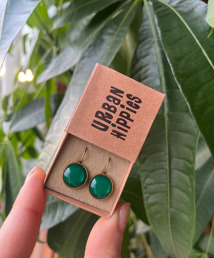 Urban Hippies Dots Emerald Green Øredobber - Retropiken