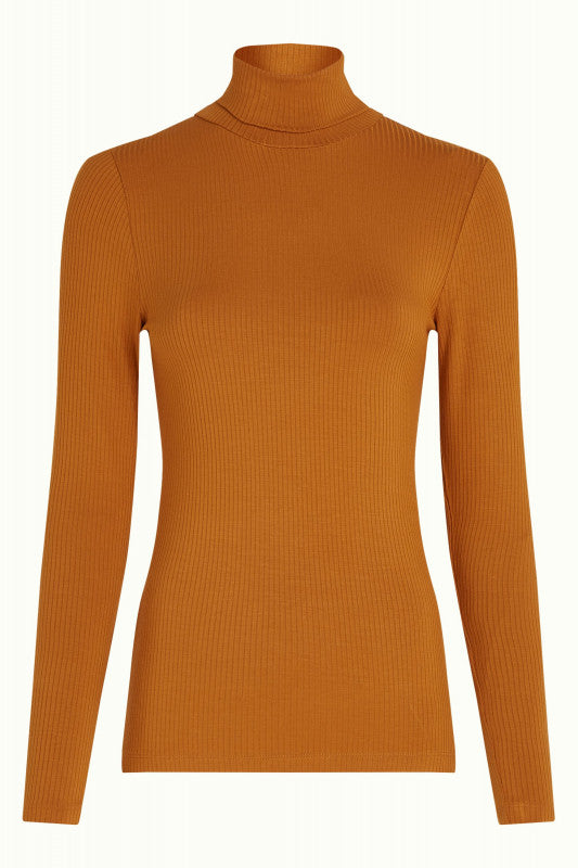 King Louie Rollneck Top Uni Rib Maple orange