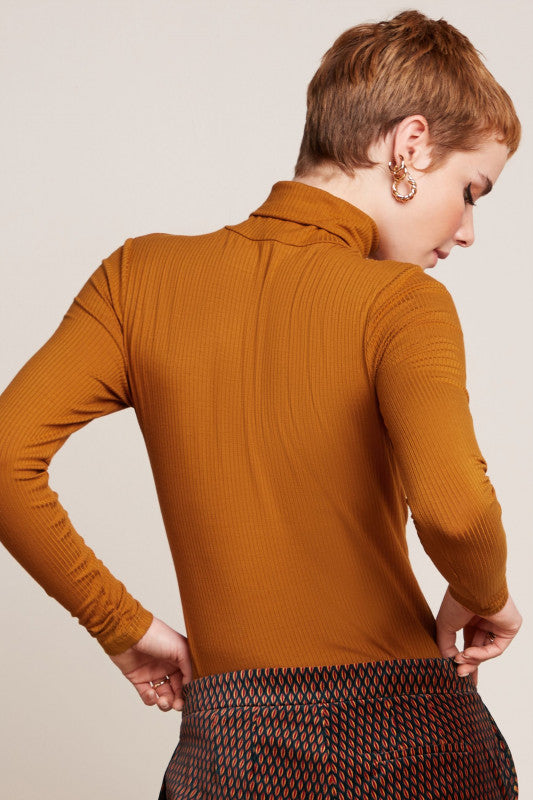 King Louie Rollneck Top Uni Rib Maple orange