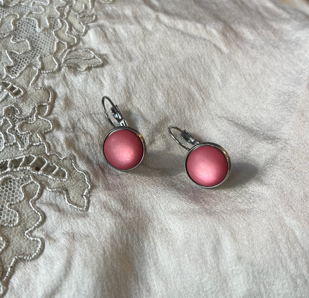 Dots Øredobber Blush Pink Silver - Retropiken
