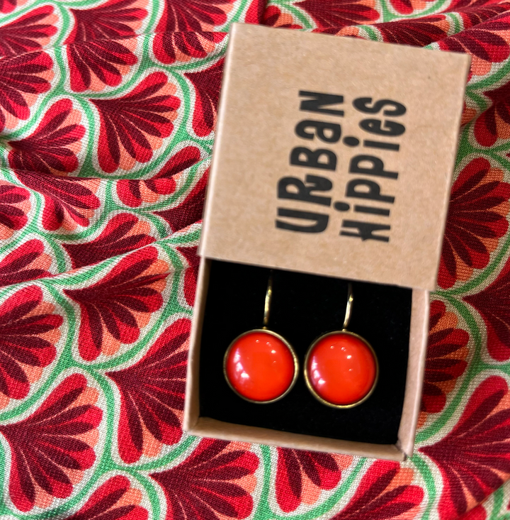 Dots Øredobber Hibiscus Red GP - Retropiken