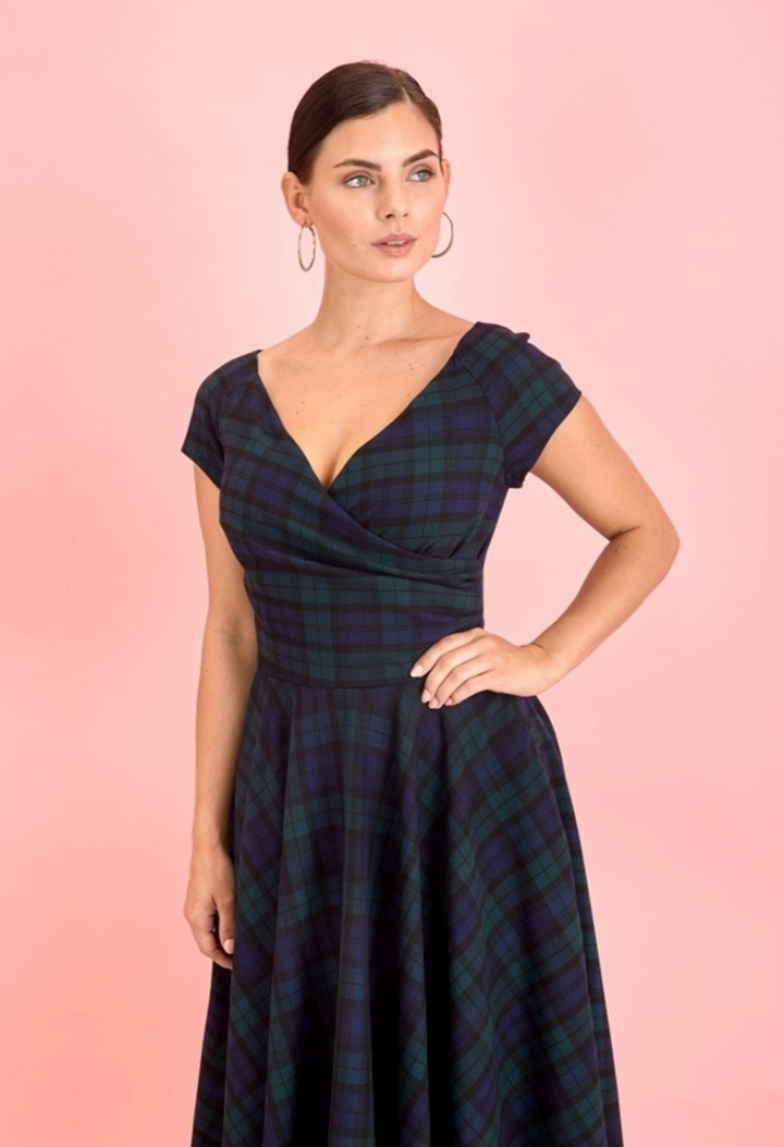 The Pretty Dress The Hourglass kjole i tartan ruter - Retropiken