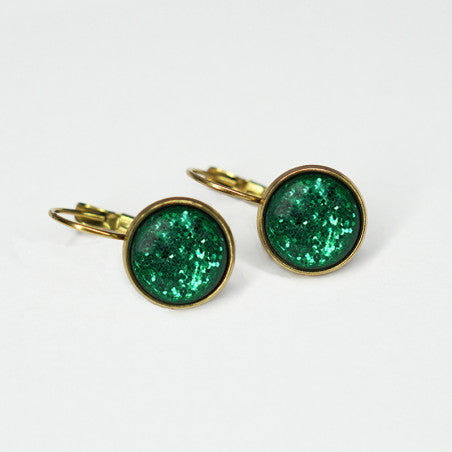 Dots Emerald Grønn Glitter Øredobber