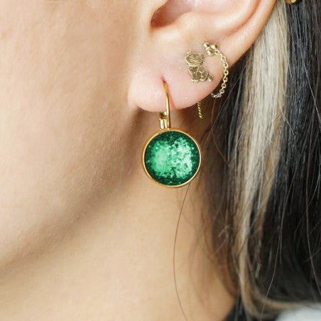 Dots Emerald Grønn Glitter Øredobber