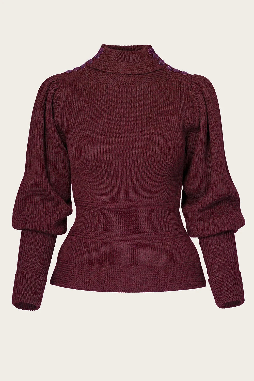 Emmy Design The Edwardian Cycling Genser Maroon Mélange Ull - Retropiken