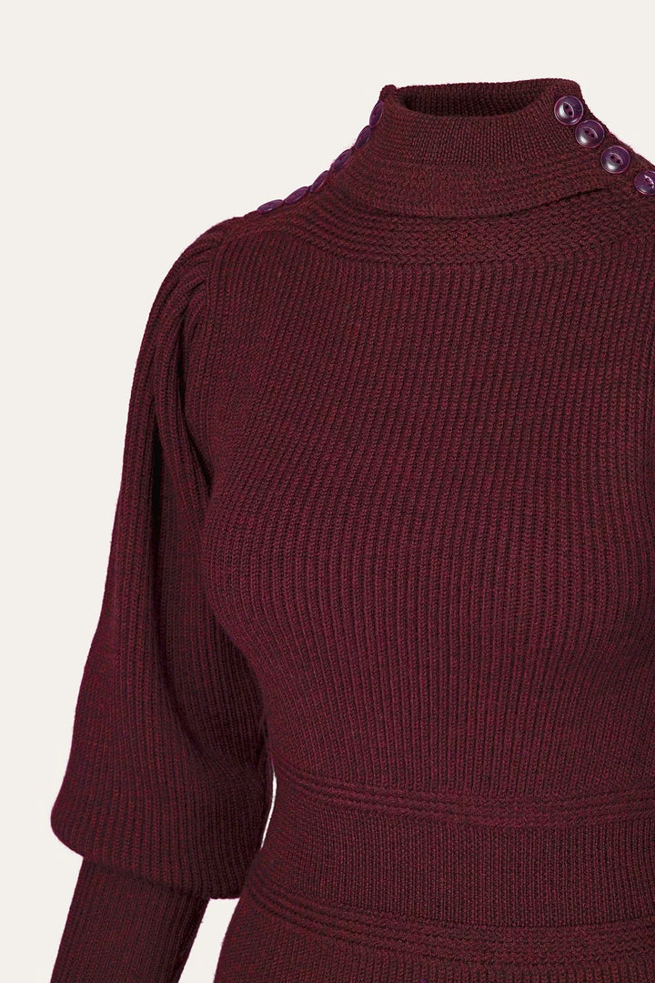 Emmy Design The Edwardian Cycling Genser Maroon Mélange Ull - Retropiken