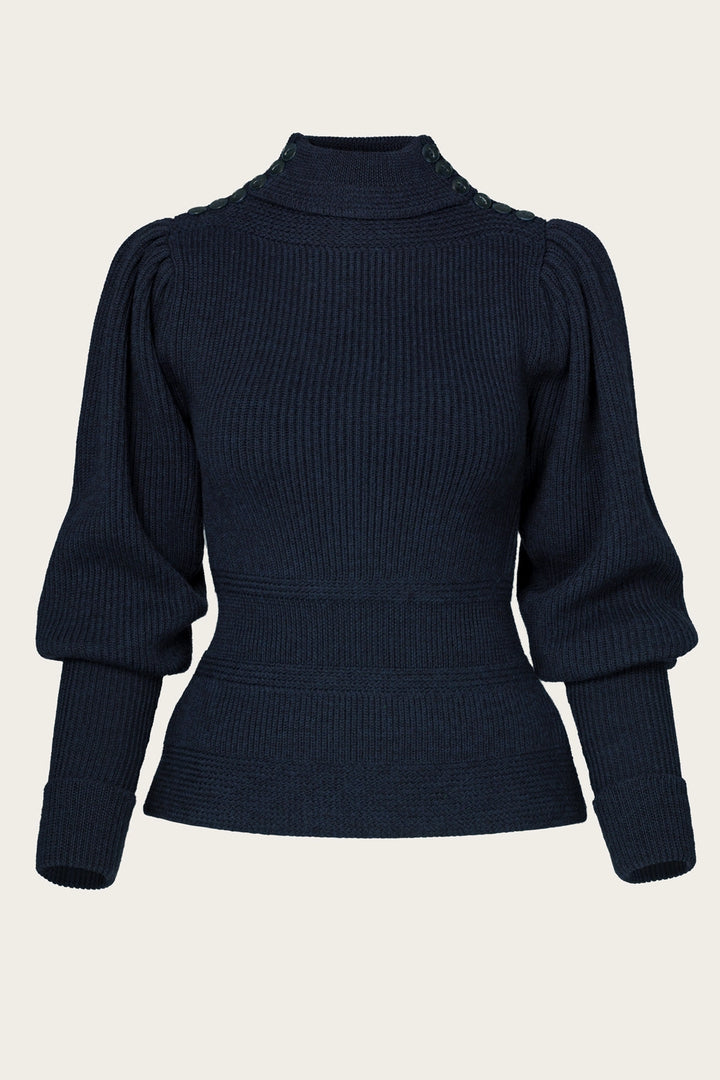 The Edwardian Cycling Genser Navy mélange Ull